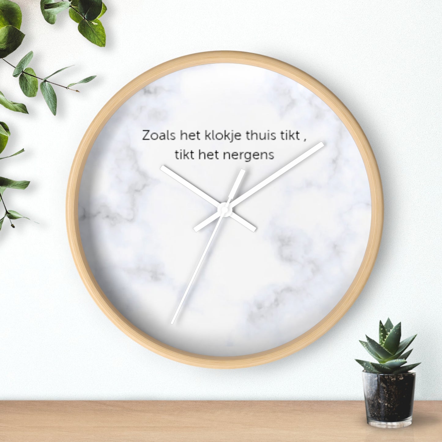 Marble wandklok wit