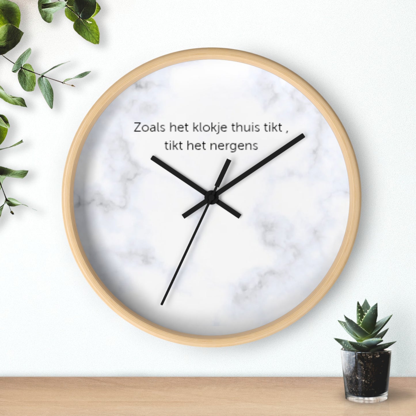 Marble wandklok wit