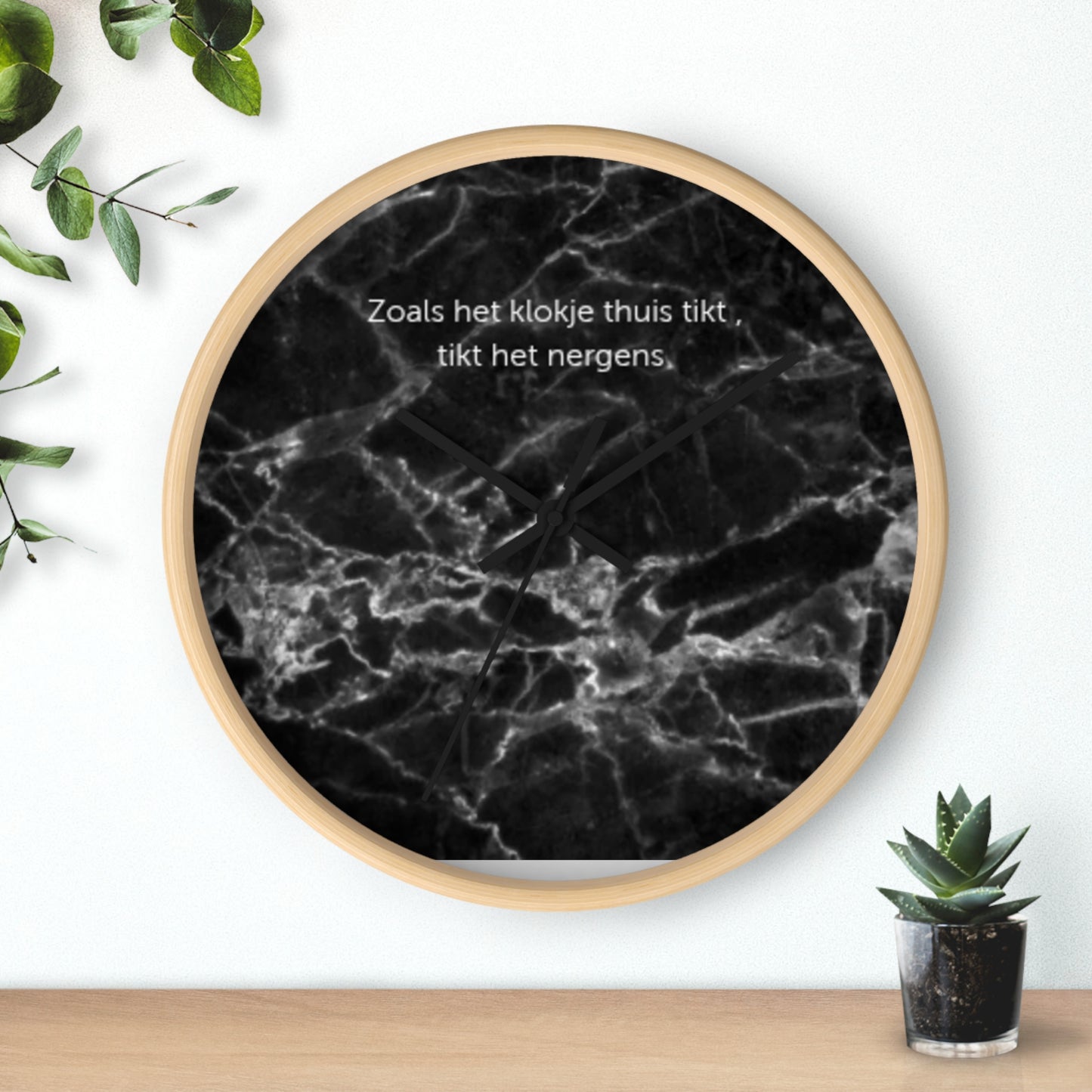 Marble wandklok zwart