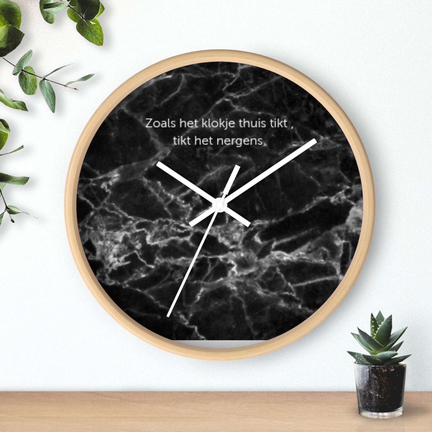 Marble wandklok zwart